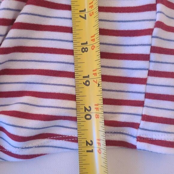 Cupio Womens Blouse Front Tie Button Short Sleeve Stripes Red Medium - Picture 10 of 11